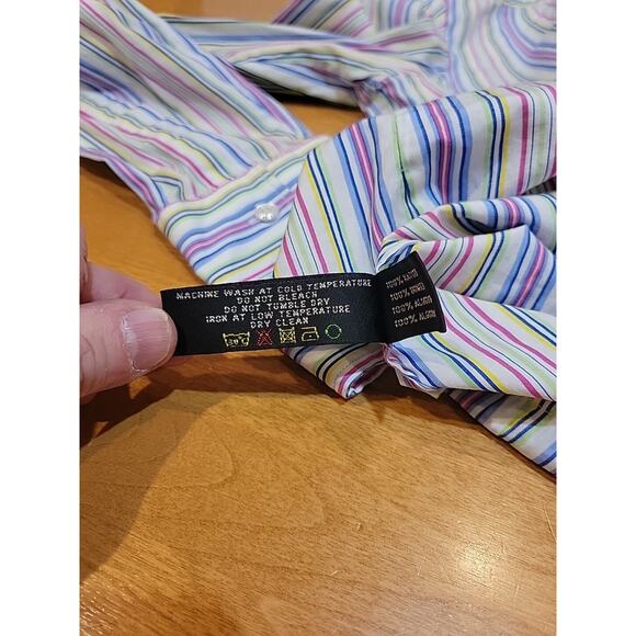 Ralph Lauren Women's 12 Black Label Striped Shirt Rainbow Preppy Business Office - Picture 8 of 8